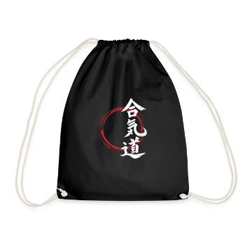 Aikido Kampfsport Kampfkunst Japan Geschenk - Turnbeutel - Schwarz - Vorne