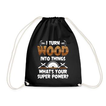 Wood joinery carpenter super power gift - Drawstring Bag - black - Front