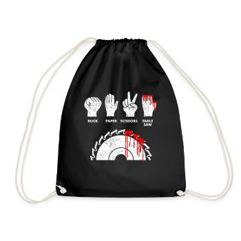 Stein Papier Schere Kreissäge lustiges Geschenk - Turnbeutel - Schwarz - Vorne