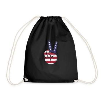 Amerika Frieden Peace Peacezeichen Geschenk - Turnbeutel - Schwarz - Vorne