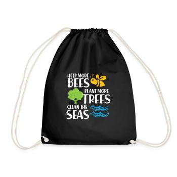 Nature Conservation Environmental Protection Nature Bees Gift - Drawstring Bag - black - Front