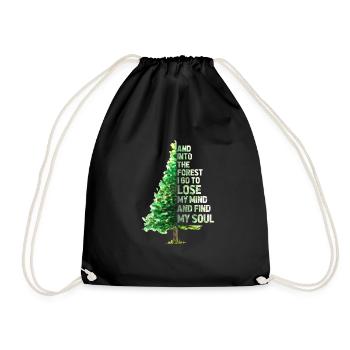 Forest Camping Tree Fir Nature Gift - Drawstring Bag - black - Front