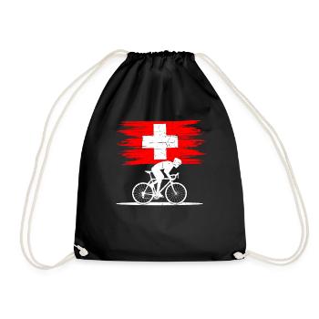 Bike Bicycle Road Cyclist Switzerland Swiss Gift - Drawstring Bag - black - Front