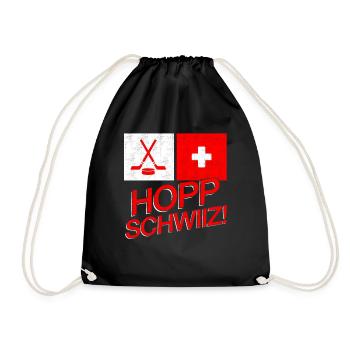 Eishockey Schweiz Hopp Schwiiz Swiss Geschenk - Turnbeutel - Schwarz - Vorne