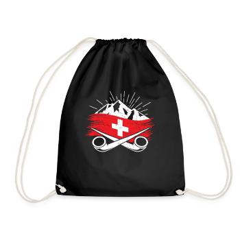 Schweiz Schweizer Alpen Wandern Alphorn Geschenk - Turnbeutel - Schwarz - Vorne