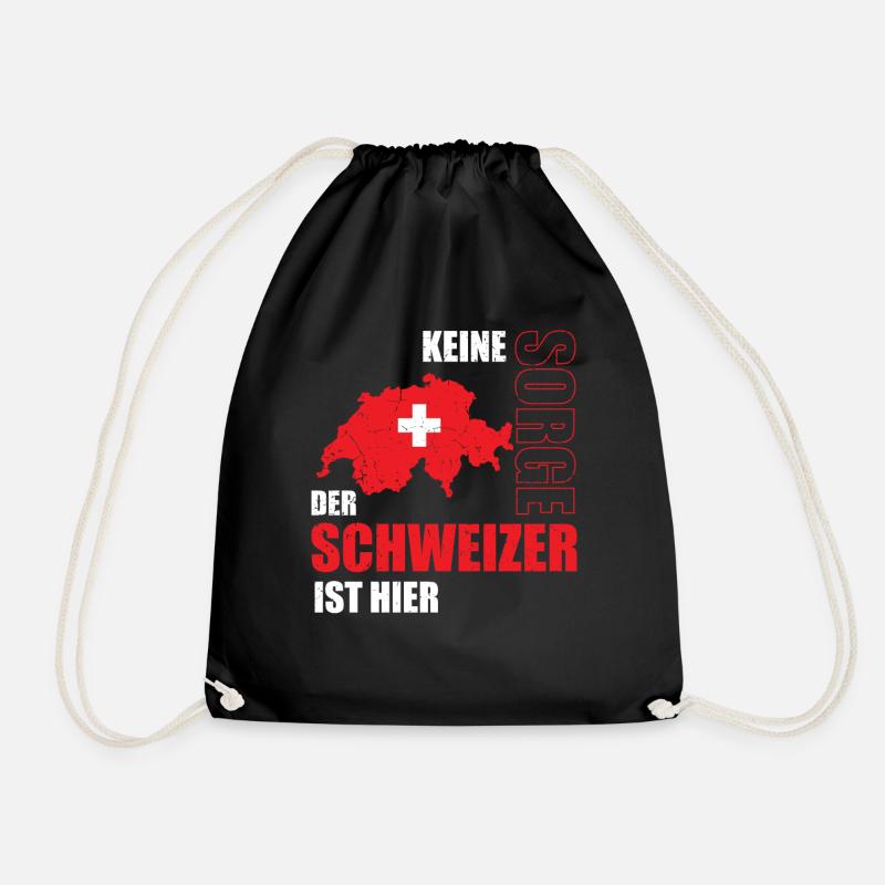 Lustiger Schweizer Spruch Schweiz Fahne Geschenk - Turnbeutel - Schwarz