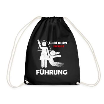 Bald unter neuer Führung, JGA Bräutigam, Heirat - Turnbeutel - Schwarz - Vorne