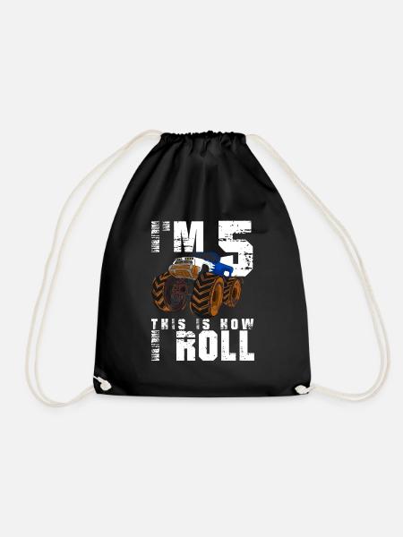 I am 5 This is how I roll, Geschenk für Jungen - Turnbeutel - Schwarz