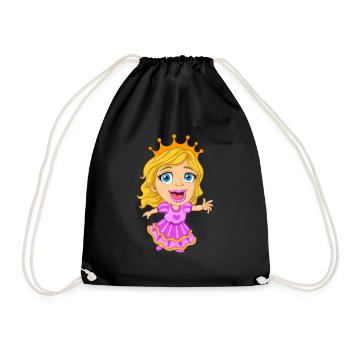 Princess Cartoon Caricature - Drawstring Bag - black - Front