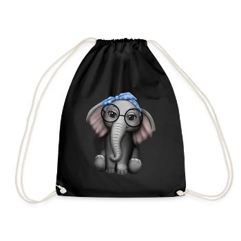 Éléphant nerd lunettes bandeau éléphant - Sac de sport léger - noir - Devant