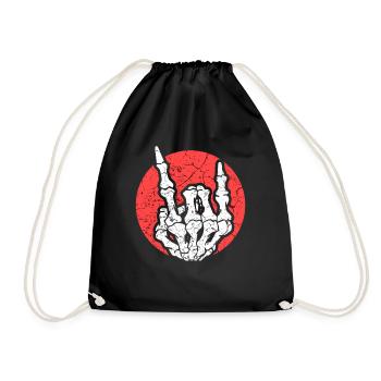 Skeleton hand sign rock music - Drawstring Bag - black - Front
