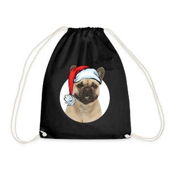 French Bulldog Christmas - Drawstring Bag - black - Front