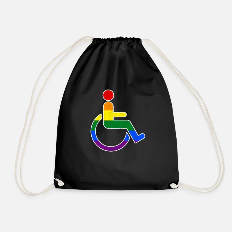 Lustiges Schwuler Rollstuhlfahrer Regenbogen Shirt - Turnbeutel - Schwarz