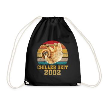 18. Geburtstag 2002 Lustig Faultier Sloth Geschenk - Turnbeutel - Schwarz - Vorne