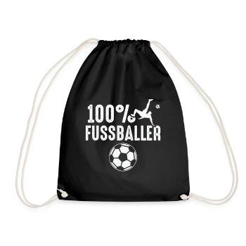 100% FUSSBALLER - Turnbeutel - Schwarz - Vorne