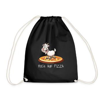 lustiges Bild bock auf pizza wortspiel - Turnbeutel - Schwarz - Vorne