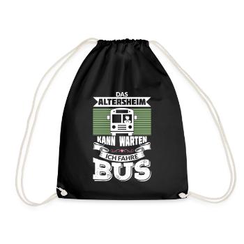 DAS ALTERSHEIM KANN WARTEN ICH FAHRE BUS - Turnbeutel - Schwarz - Vorne