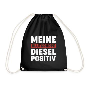 MEINE BLUTGRUPPE DIESEL POSITIV - Turnbeutel - Schwarz - Vorne