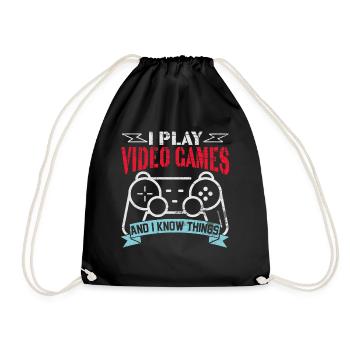 I play Video Games - Drawstring Bag - black - Front