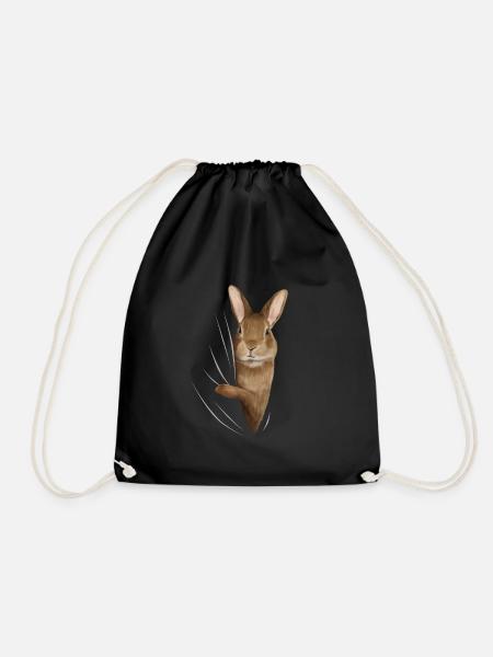 Hase Kaninchen Hasen Hasenliebhaber Geschenk - Turnbeutel - Schwarz