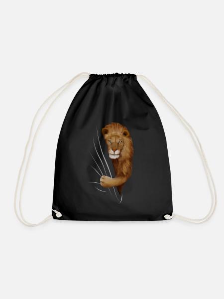 Löwe Löwen Löwenliebhaber Geschenk - Turnbeutel - Schwarz