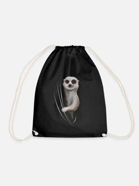 Meerkat lover gift - Drawstring Bag - black