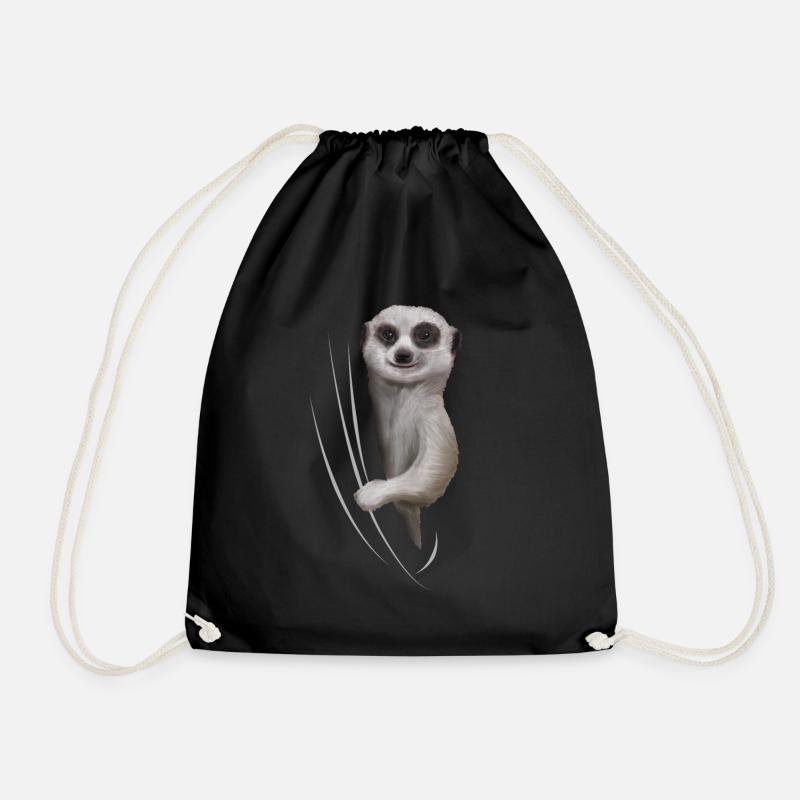 Meerkat lover gift - Drawstring Bag - black