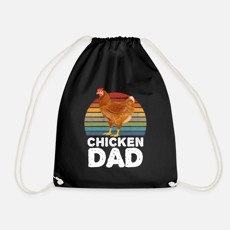 Chicken Dad Chicken Rooster Hen - Drawstring Bag - black