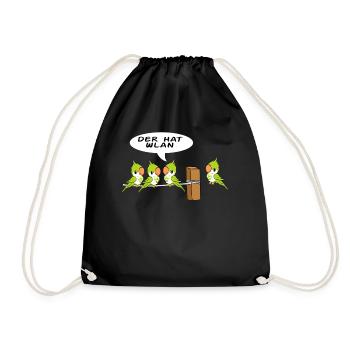 Lustiges Vögel Der Hat WLAN T-Shirt Internet WIFI - Turnbeutel - Schwarz - Vorne