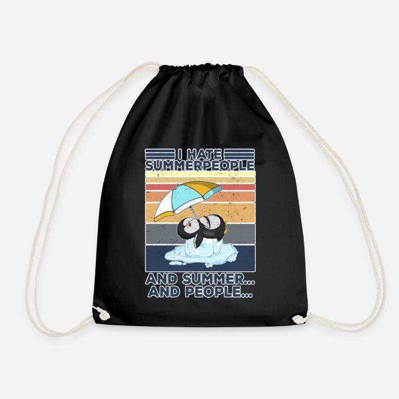 antisocial summer hater i hate people - Drawstring Bag - black
