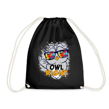 Eulen Uhu Owl Cartoon Right Cooler Uhu Style - Turnbeutel - Schwarz - Vorne