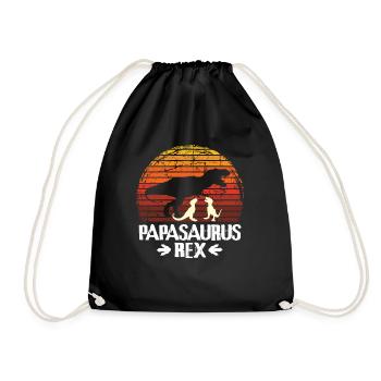 Dino Rex Sweet Dinosaur Father's Day Papasaurus - Drawstring Bag - black - Front