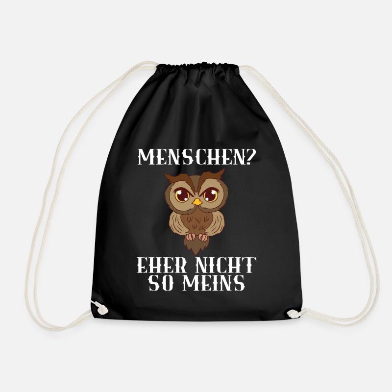 Eulen Nachtvogel Vögel Menschen Eher Nicht So - Turnbeutel - Schwarz