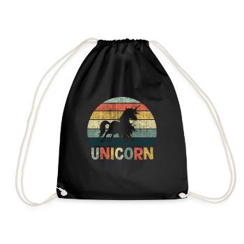 Cadeau de licorne doux rétro - Sac de sport léger - noir - Devant