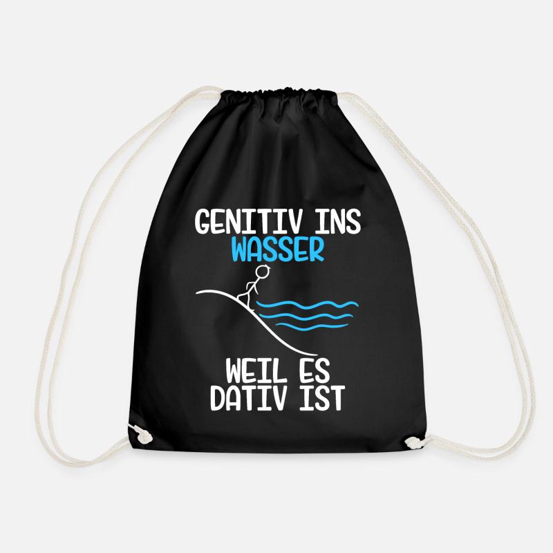 Genitiv ins Wasser weil es Dativ ist Grammatik - Turnbeutel - Schwarz