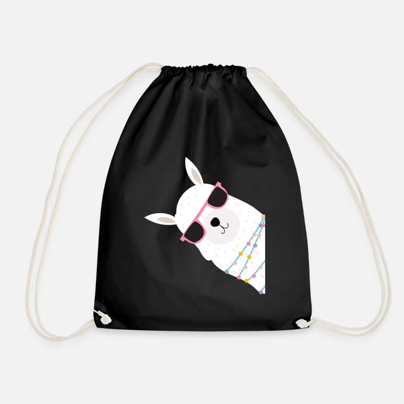 Christmas alpaca - Drawstring Bag - black