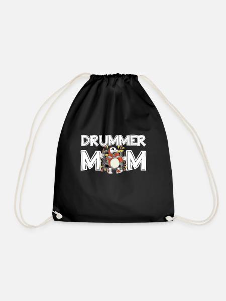 Drummer Mom Mother's Day Gift Drummer Mom - Drawstring Bag - black