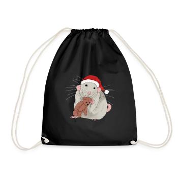 Christmas rat - Drawstring Bag - black - Front