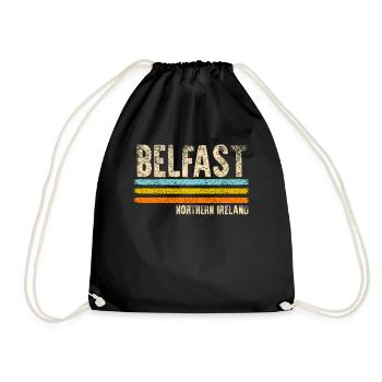 Belfast Nordirland - Turnbeutel - Schwarz - Vorne