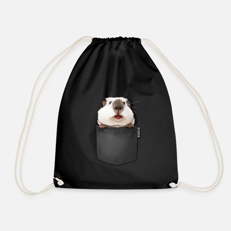 Guinea pig in the belly bag - Drawstring Bag - black