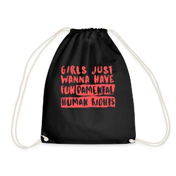 Feminist Fundamental Rights Girl Support Protest - Drawstring Bag - black - Front