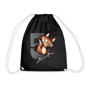 5e anniversaire patineur renard 5 ans - Sac de sport léger - noir - Devant