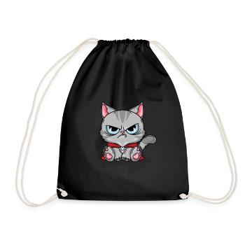 Katze Katzen 2021 Grimmig Geschenk - Turnbeutel - Schwarz - Vorne