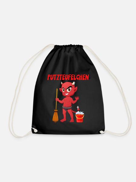 Putzteufelchen Reinigungskraft Hobby Putzen - Turnbeutel - Schwarz