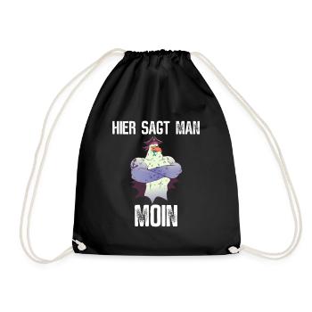 Hier sagt man Moin - Turnbeutel - Schwarz - Vorne