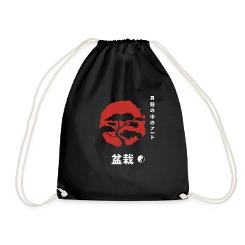 Bonsai Tree Yin and Yang Symbol Japan Meditation - Drawstring Bag - black - Front