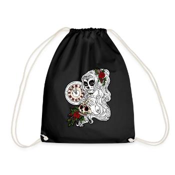 La Catrina Dia de los Muertos Gothic Design Dark - Drawstring Bag - black - Front