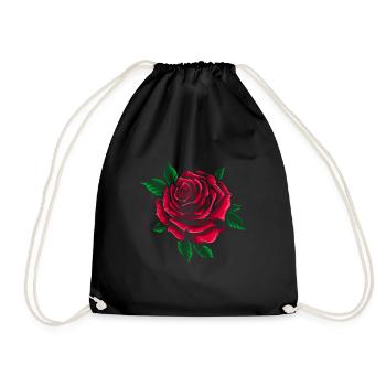 Rosen-Motiv Rote Rose Blumen Valentinstag - Turnbeutel - Schwarz - Vorne