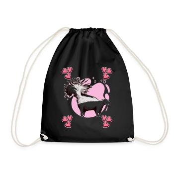 Stinktier Skunk Heart Design - Drawstring Bag - black - Front