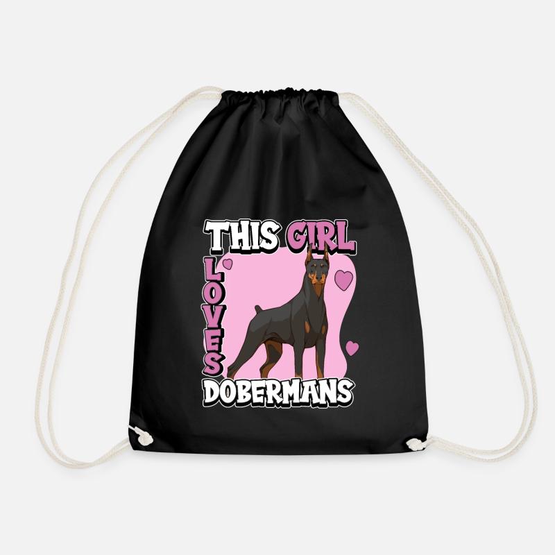 Doberman This Girl Loves Dobermans - Drawstring Bag - black